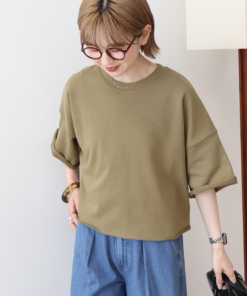 tシャツ ランタンスリーブミニ裏毛 プルオーバー レディース classicalelf tシャツ 華奢見えを叶える！前後2wayランタン