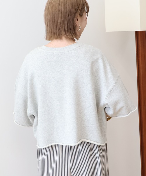 AMERICAN HOLIC tシャツ ミニ裏毛5分袖プルオーバー レディース