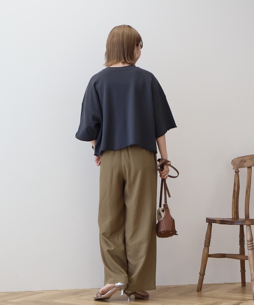 AMERICAN HOLIC tシャツ ミニ裏毛5分袖プルオーバー レディース