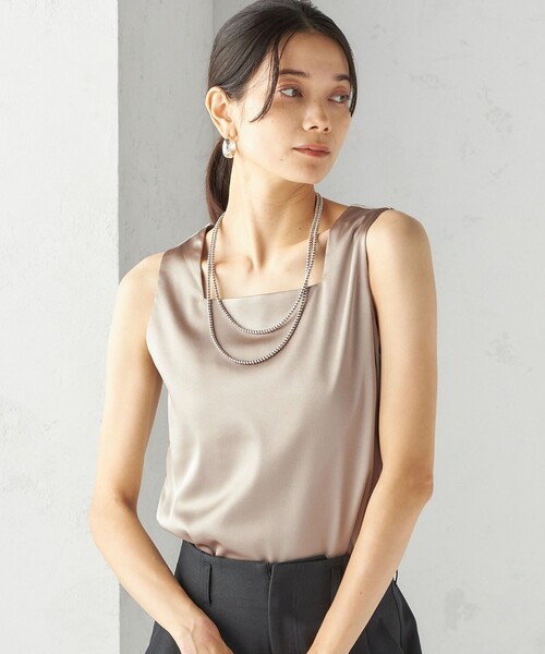 SHIPS for women / シップスウィメン 2WAY サテン × カットソー スクエア タンクトップ 2WAY サテン × カットソー スクエア タンクトップ（タンクトップ
