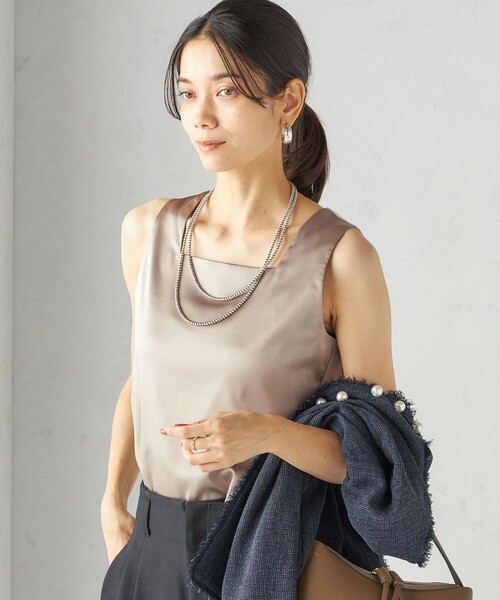 SHIPS for women / シップスウィメン 2WAY サテン × カットソー スクエア タンクトップ 2WAY サテン × カットソー スクエア タンクトップ（タンクトップ