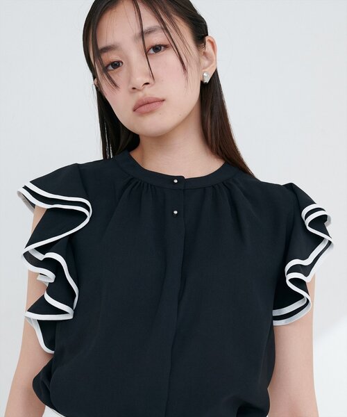 natural couture ブラウス シャツ 「WEB限定」配色ラッフル