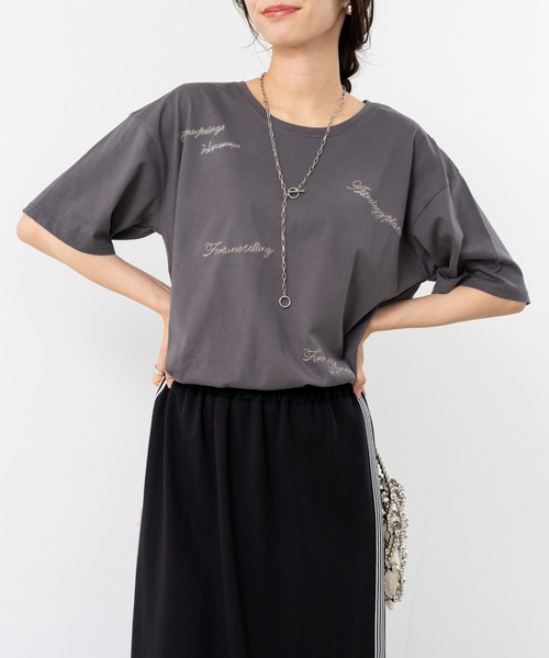 tシャツ 半袖 「refinedworks」ゆるっと可愛い ロゴ刺繍Tシャツ