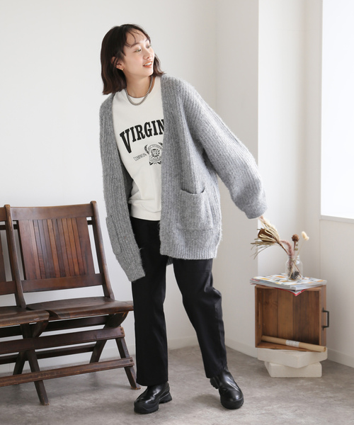 「B.C STOCK」 「INHERIT」ニットカーディガン MEDIUM グレー メンズ_画像6