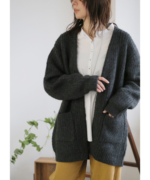 「B.C STOCK」 「INHERIT」ニットカーディガン MEDIUM グレー メンズ_画像9