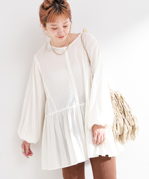 ブラウス シャツ 手洗い可 / 切り替えチュニックブラウス レディース B.C STOCK ブラウス シャツ 手洗い可 / 切り替えチュニック