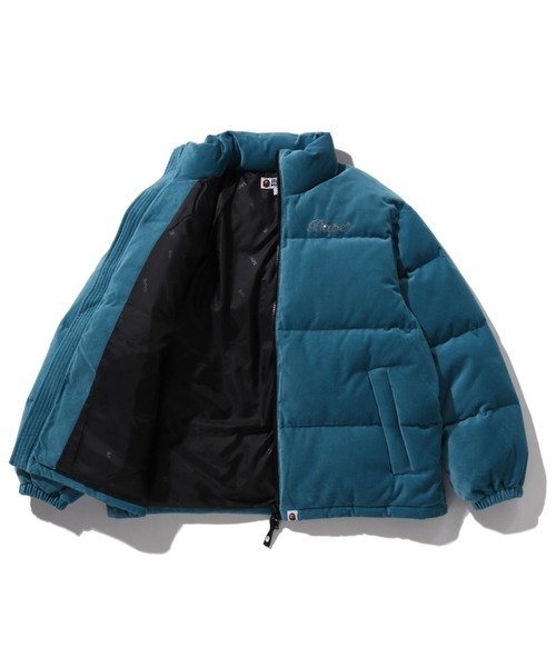ダウンコート ダウンジャケット CRYSTAL STONE BAPE LOGO VELOUR DOWN JACKET レディースの画像