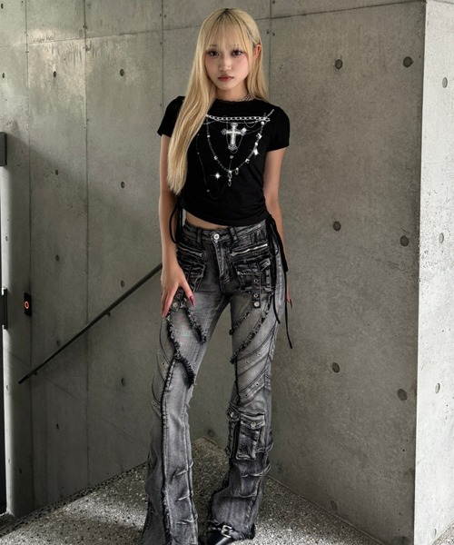 KsG ジーンズ デニム デニムパンツ fringe line flare denim