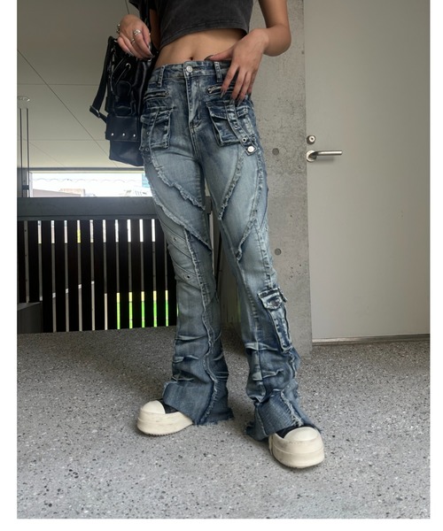KsG ジーンズ デニム デニムパンツ fringe line flare denim