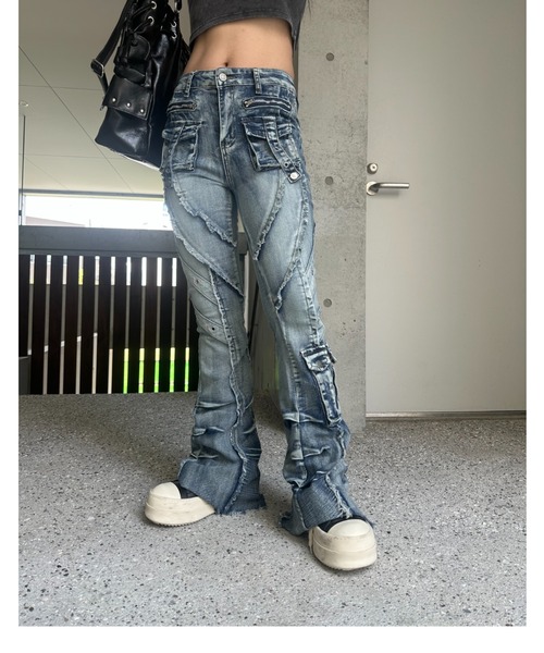KsG ジーンズ デニム デニムパンツ fringe line flare denim