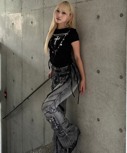 KsG ジーンズ デニム デニムパンツ fringe line flare denim
