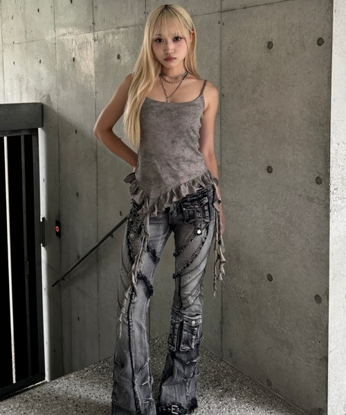 KsG ジーンズ デニム デニムパンツ fringe line flare denim