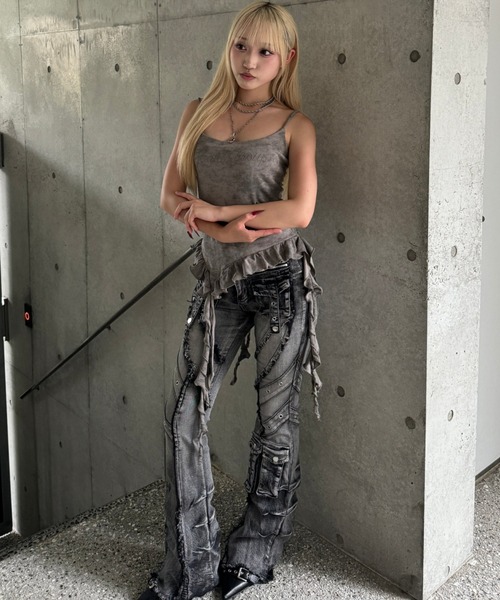 KsG ジーンズ デニム デニムパンツ fringe line flare denim