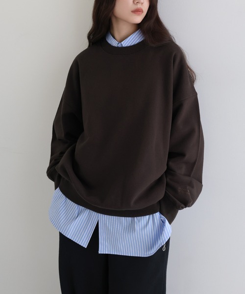 ANME トレーナー スウェット ワンポイント袖ロゴ刺繍スウェット