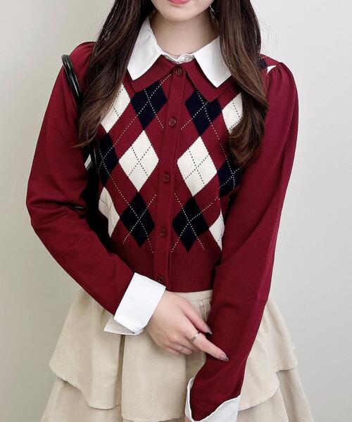 INGNI（イング） ニット セーター アーガイルシャツドッキング