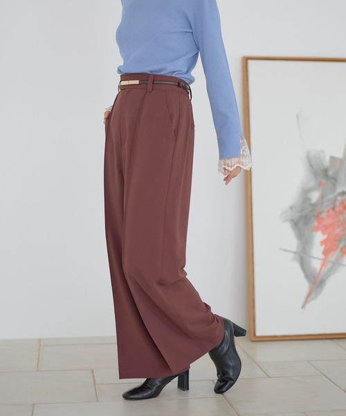 Andemiu（アンデミュウ） スラックス パンツ ピンタックストレート