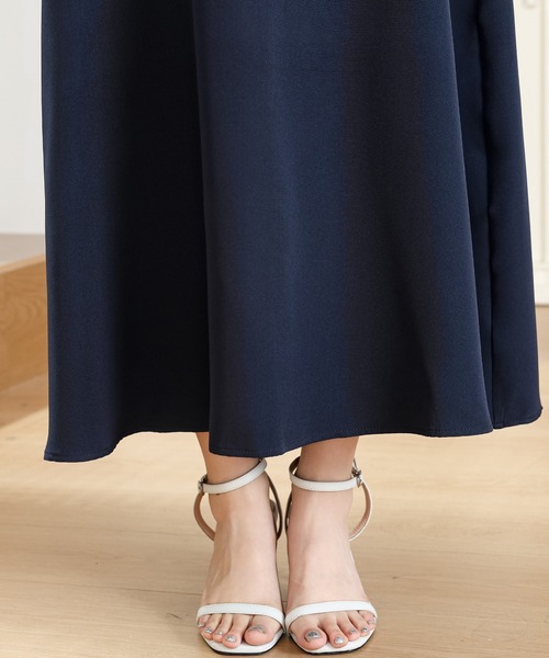 Anely ワンピース 花柄 リボン ドッキング フレア ワンピース