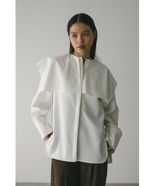 【My apparel】紗栄子　ボウタイ　ブラウス　ビックカラー　白シャツ 楽天市場】ブラウス 全2色 ボウタイ トップス 長袖 オフィス 白シャツ