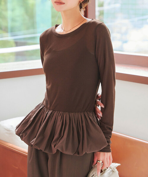 新品　モラビトプルミエ　上品なペプラムトップス　ブラウス　カットソー¥86900 KOBE LETTUCE（神戸レタス） ブラウス シャツ 「 選べる2ネックtype