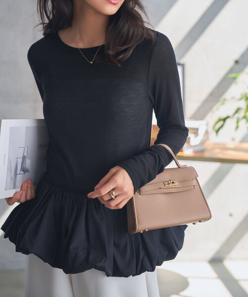 【雑誌掲載】CADUNEシアーペプラムトップス アールマイン Rmine シアータックペプラムトップス （ベージュ