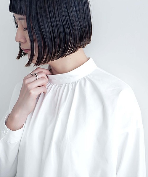 SOLAMONAT LARME（ソラモナラーム） ブラウス シャツ モックネック裾紐
