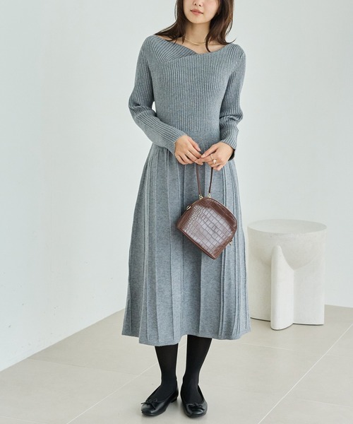 LAVEANGE（ラビアンジェ） ワンピース 「洗える」リブ切替えドレープ
