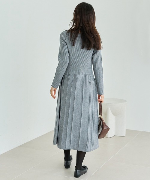LAVEANGE（ラビアンジェ） ワンピース 「洗える」リブ切替えドレープ