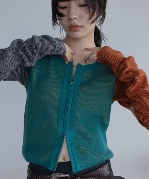 カーディガン 配色アシメリブZIPトップス レディース : ZOZOTOWN Yahoo