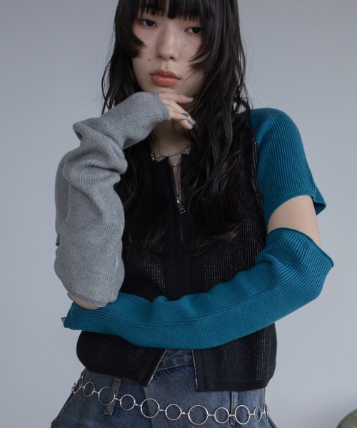 カーディガン 配色アシメリブZIPトップス レディース : ZOZOTOWN Yahoo