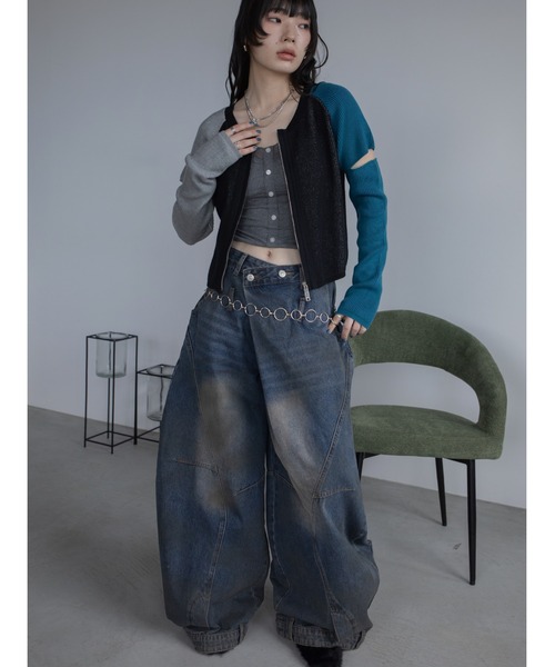 カーディガン 配色アシメリブZIPトップス レディース : ZOZOTOWN Yahoo