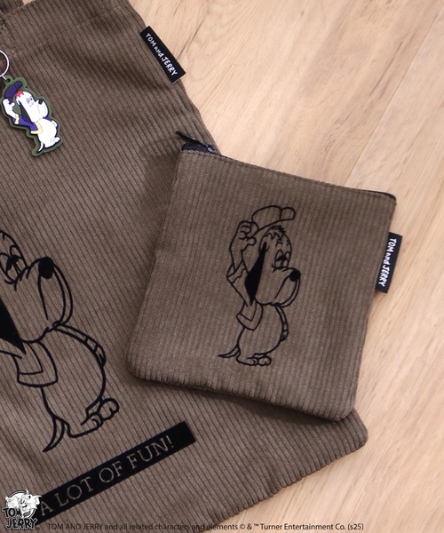 ポーチ 「公式」TOM and JERRY フロッキー配色フラットポーチ