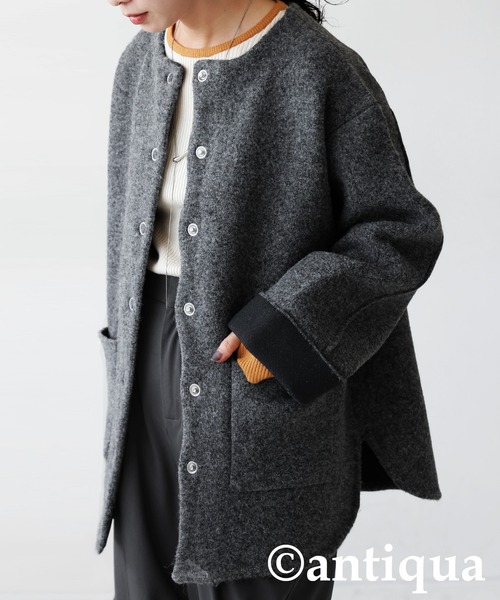 antiqua（アンティカ） ジャケット ノーカラージャケット Wフェイス