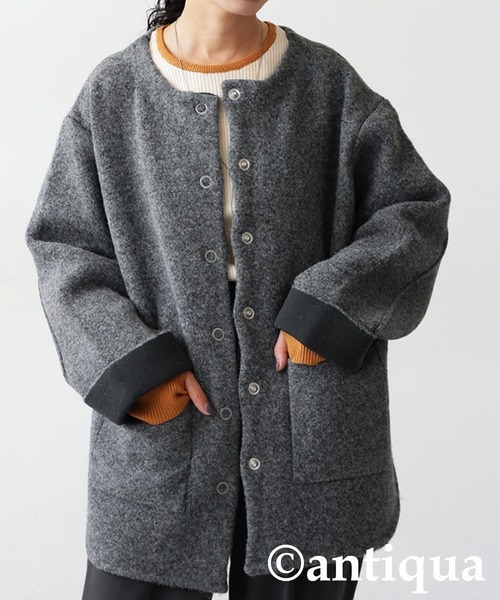 antiqua（アンティカ） ジャケット ノーカラージャケット Wフェイス