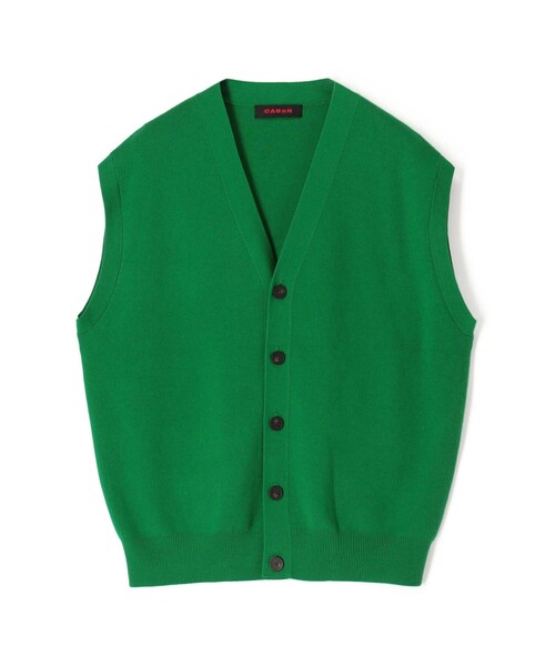 キャバン　フリンジベスト　CABaN CABaN（キャバン） ベスト ジレ コットンカシミヤ Vネックベスト