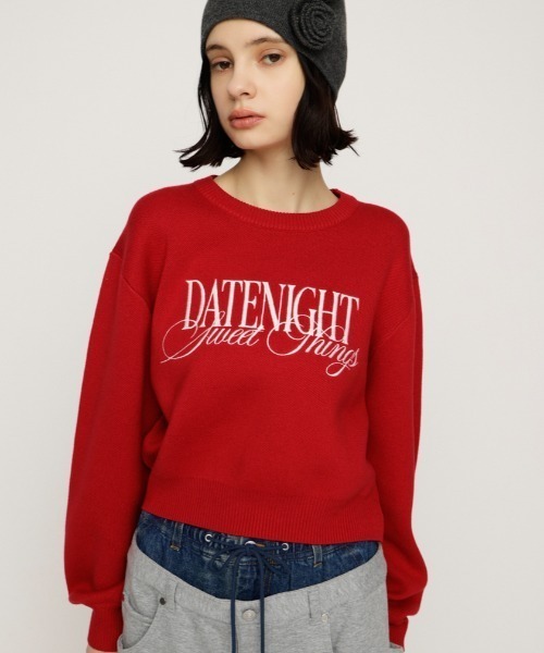 SLY（スライ） ニット セーター FRONT LOGO KNIT TOPS フロントロゴ