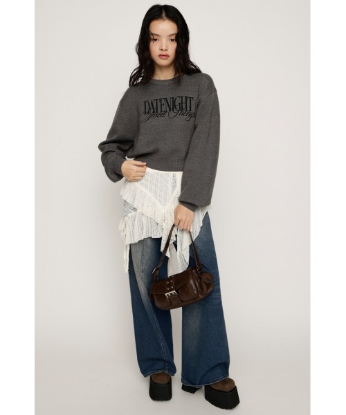 SLY（スライ） ニット セーター FRONT LOGO KNIT TOPS フロントロゴ