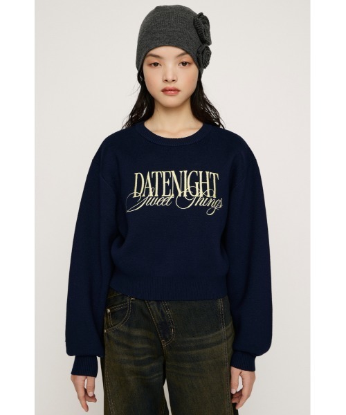 SLY（スライ） ニット セーター FRONT LOGO KNIT TOPS フロントロゴ