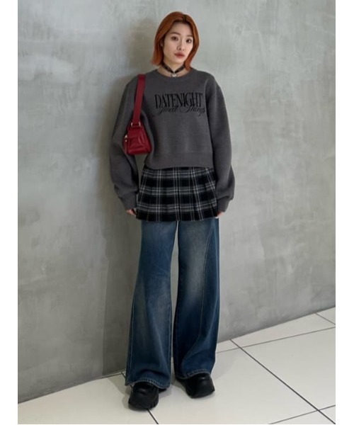 SLY（スライ） ニット セーター FRONT LOGO KNIT TOPS フロントロゴ