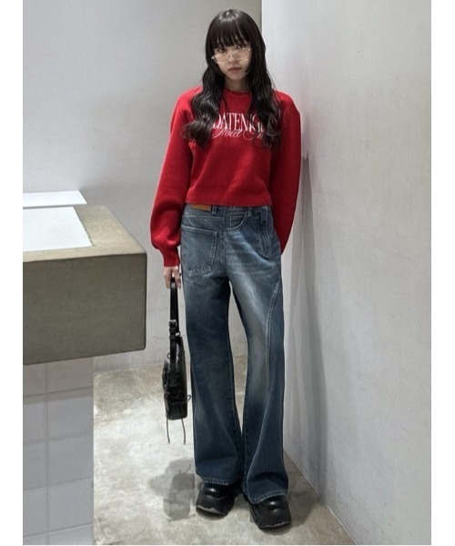SLY（スライ） ニット セーター FRONT LOGO KNIT TOPS フロントロゴ