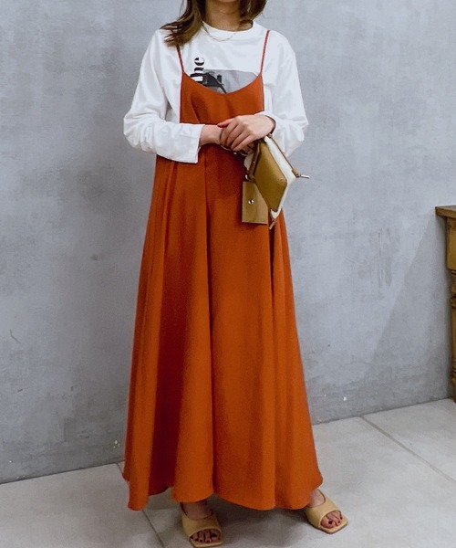 「un dix cors」 キャミソールワンピース FREE レッド レディース_画像2