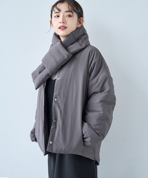 mil（ミル） ダウンコート ダウンジャケット マフラー付き ノーカラー