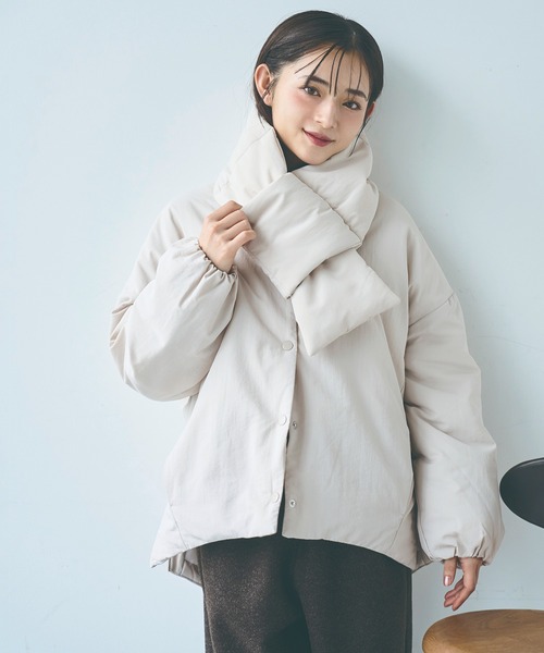 mil（ミル） ダウンコート ダウンジャケット マフラー付き ノーカラー