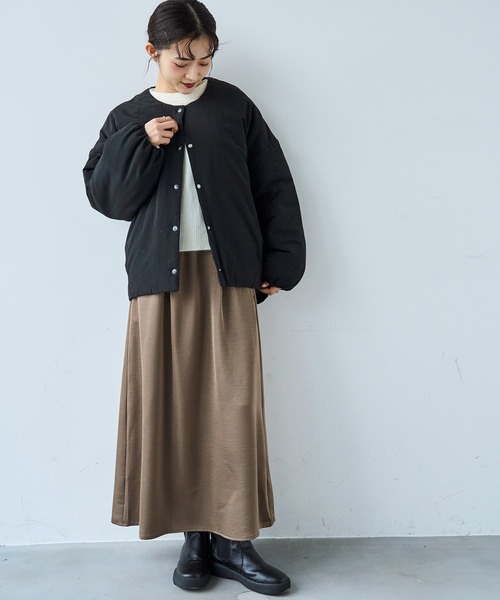 mil（ミル） ダウンコート ダウンジャケット マフラー付き ノーカラー