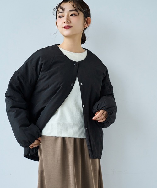 mil（ミル） ダウンコート ダウンジャケット マフラー付き ノーカラー