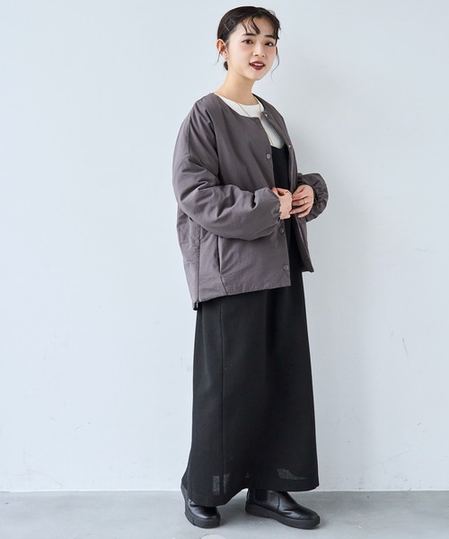 mil（ミル） ダウンコート ダウンジャケット マフラー付き ノーカラー