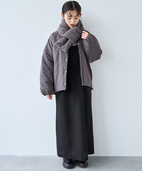 mil（ミル） ダウンコート ダウンジャケット マフラー付き ノーカラー