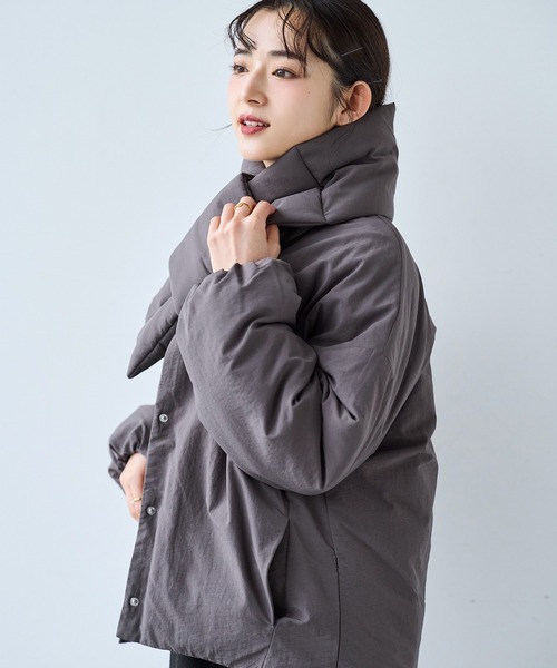 mil（ミル） ダウンコート ダウンジャケット マフラー付き ノーカラー