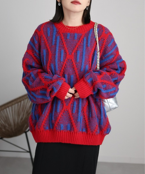 「ap retro」 長袖ニット FREE ベージュ レディース_画像2