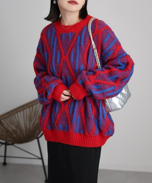 「ap retro」 長袖ニット FREE ベージュ レディース_画像3