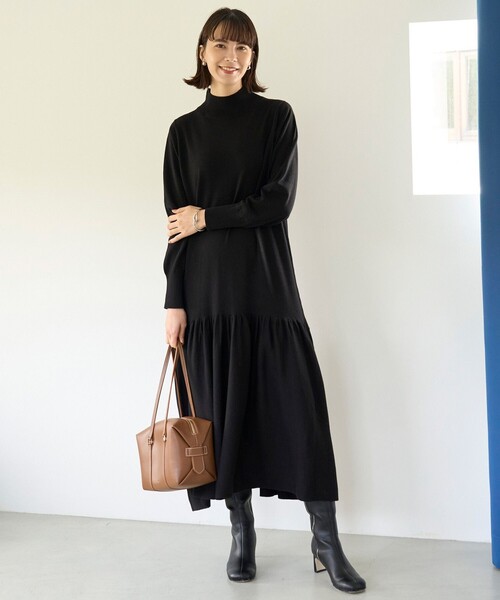 「UNFILO」 長袖ワンピース MEDIUM ブラック レディース_画像2